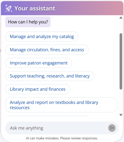 Library AI Assistant with pre-built prompts.